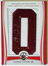 Jared Cook 2009 Bowman Draft Picks Rookie College Letter Patch Auto #LAP-JC- /90