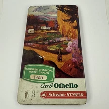 Vtg Carb-Othello Colored Pastel New Chalks Set of 12  Schwab-Stabilo Tin