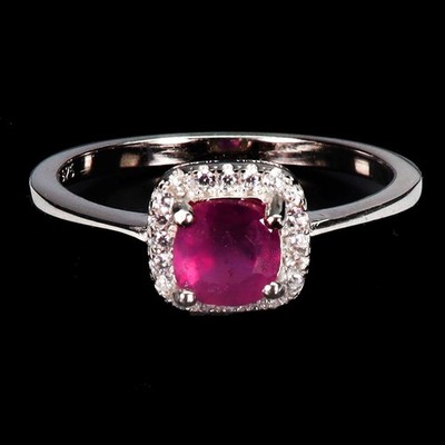 925 Sterlingsilber Ring Cushion Ruby 5 mm Naturedelstein Schmuck Größe 6