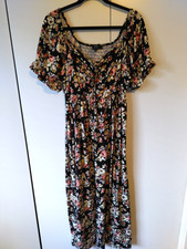 Women's Floral Milkmaid Maxi Dress Size 2x Coquette Cottage Feminine Romantic 