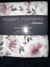 Gerber Modern Moments Fitted Crib Sheet Floral Ivory Cotton Spandex