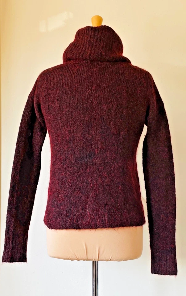 Свитер водолазка Alice + Olivia размер XS бордовый/черный шерстяной/мохеровый - Изображение 2 из 4