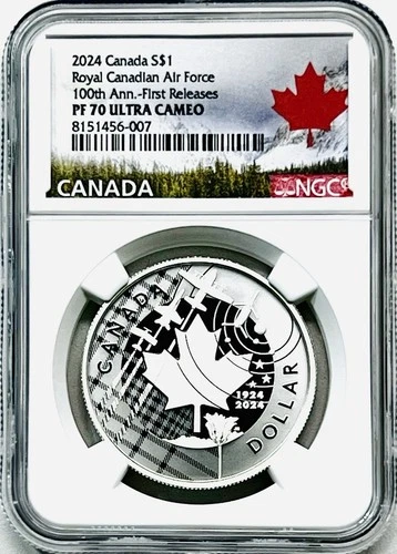 2024 $1 CANADA SILVER DOLLAR PROOF NGC PF70 MAPLE LEAF AIR FORCE FR ~SCARCE~