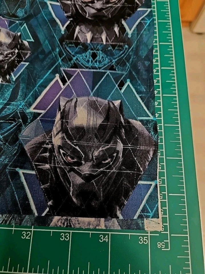 Marvel Black Panther Fabric by the Pre Cut Yard 36x43" Waconda Teal Black New - Image 2 of 4