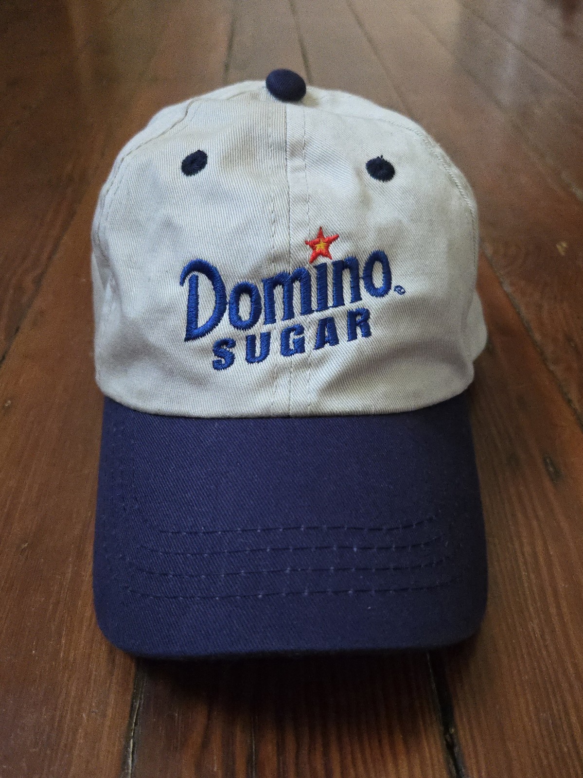 OFFICIAL DOMINO SUGAR PROMO HAT #3 - KHAKI BLUE FOODS BRAND STAR 2002 LOGO