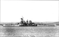 British Royal Navy Battleship Hms Tiger Shipping Naval Old Photo