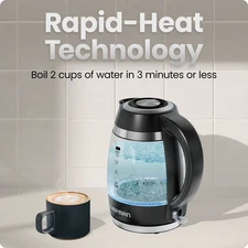 Chefman Fast-Boil 1.8L Electric Kettle, 1500W with Removable Tea Infuser