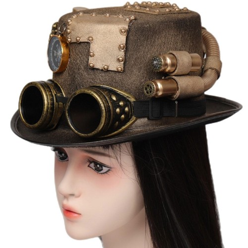 Steampunk Top Hat Denim Hat Women Men Stage Hat for Cosplay Rave Party - Picture 3 of 5