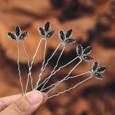 5 Pack C Black Crystal Bride Wedding Hair Pins Rhinestone Bridal Hair Pieces
