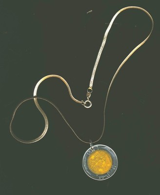 ''L 500 Republica ITALIA '' 1984 als Anhänger /Silberkette CRETARA Braille bimetal