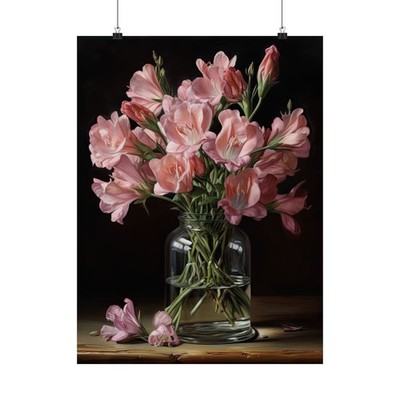 Pink Freesia Flower Art Print, Flower Painting, Flower Décor, Floral Art Print
