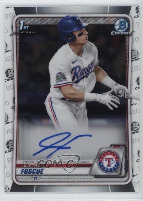 2020 Bowman Draft Chrome Draft Picks Auto Justin Foscue #CDA-JF Auto 5p9
