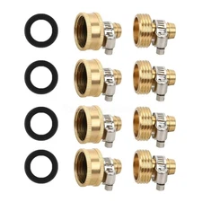 4 Set 1/2"Garden Brass Hose Mender End Repair Kit Hose Connector Male Female