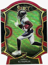 2020 Panini Select Prizm Maroon Die-Cut #67 K.J. Hamler Denver Broncos Parallel
