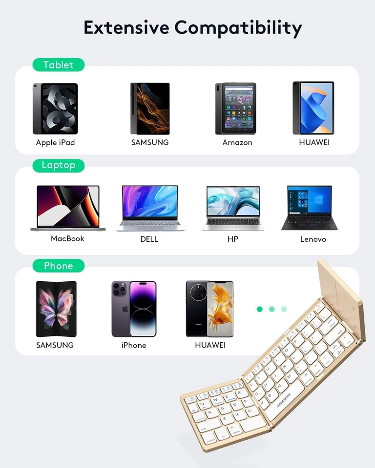 Foldable Bluetooth Keyboard with Touchpad - Portable Wireless Keyboard with Hold - Image 3 of 4