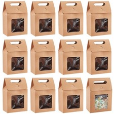 12pcs Treat Gift Boxes Kraft Paper Boxes Dessert Bakery Boxes with Display Wi...