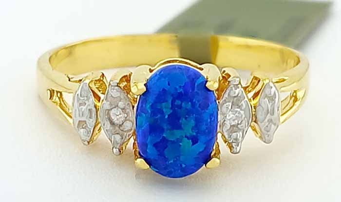 GENUINE0.92 Cts OPAL & DIAMOND RING SOLID 10K GOLD - Free Certificate Appraisal