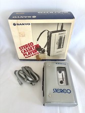SANYO Stereo Portable Cassette Player M4430 Pitch Control White/Silver w/ Case