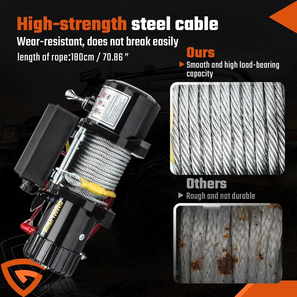 Electric Winch 12V 13000LBS Steel Cable For Jeep Truck Trailer Car Winch 4WD SUV - Image 4 of 4