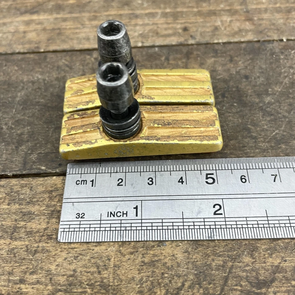 Pastillas de freno de bicicleta BMX vintage zapatos dorados montaje en poste naranja salmón Centerpull Foto 3 de 4