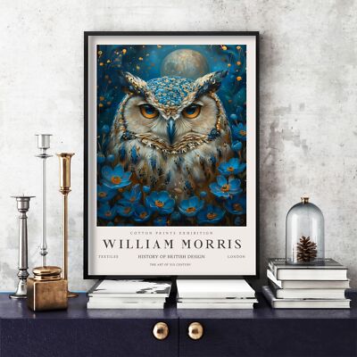 William Morris Druck, Morris Ausstellungsposter, Blue Collection Eule (46e)
