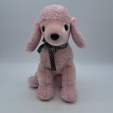 Ty The Beanie Buddies Pink French Poodle Brigitte 11” Bow 2001 Retired Dog Curly