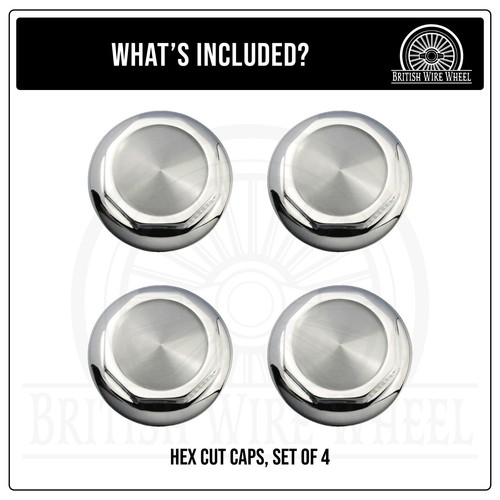 8-sided Hex/Octagonal Cut Chrome Knock Off Spinner Caps for Lowriders | Set of 4 - Picture 3 of 12