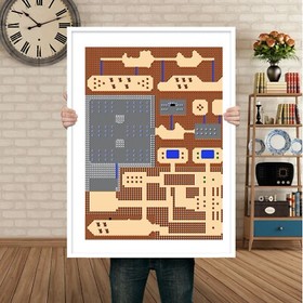 Zelda Map Poster Print 4 Piece Wall Art, Legend of Zelda Classic NES World Map