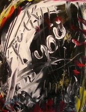 Modernist ABSTRACT Modern Painting GRAFFITI Expressionist ART F YOU FOLTZ 