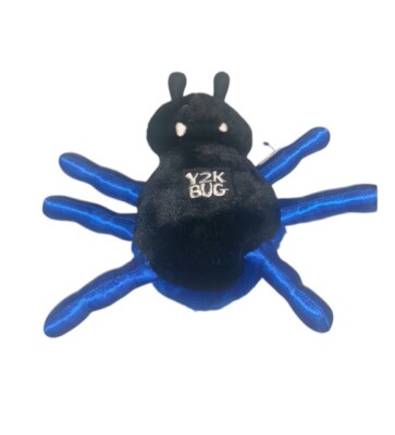 Vintage Y2K BUG Stuffed Bean Bag Plush Image Masters Black Blue with tags 7''
