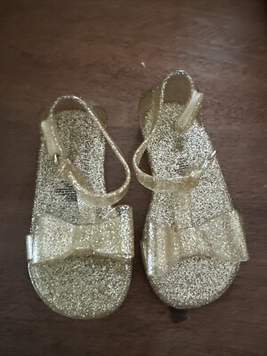 Toddler Baby Girls Old Navy Jelly Sandals Shoes Bows NWOT Gold