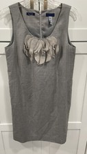 J Crew Sz 4 Dress Gray Sheath Super 120s Wool Sleeveless Pockets Career AK115