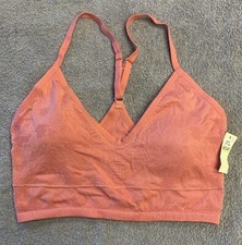 Aerie Seamless Jacquard Padded Longline Bralette -- CORAL Med