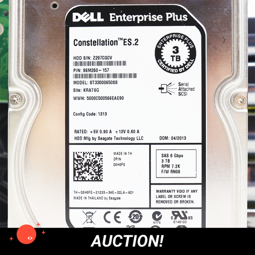 (30TB) 10xDell / Seagate 3TB SAS 6GB/s HDD 3.5"ST33000650SS 6H6FG VARIOUS BATCH - Afbeelding 2 van 4