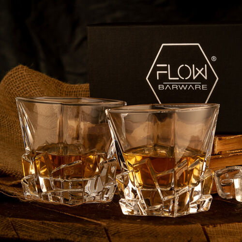 Iceberg Whiskey Glasses Set Of 2, Whisky Glass Gift Scotch Bourbon G&T Tumblers - Picture 2 of 7