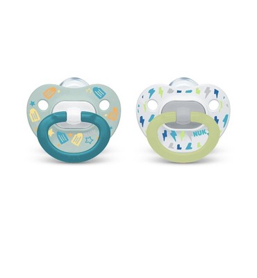 Nuk Orthodontic Pacifier 6-18m Clear Glow in the dark 2 Pack