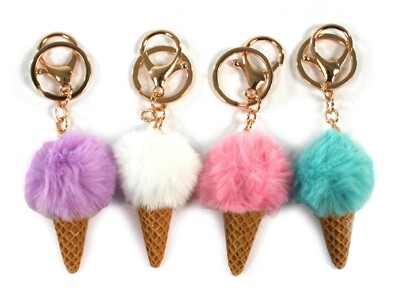 Eis Kunstfell Bommel Mädchen Partytasche Füllstoffe Beutebeutel Schlüsselring Tasche Charms