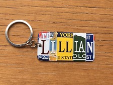 Lillian Metal Keychain Name Key Ring License Plate Keychain Key Fob Embossed