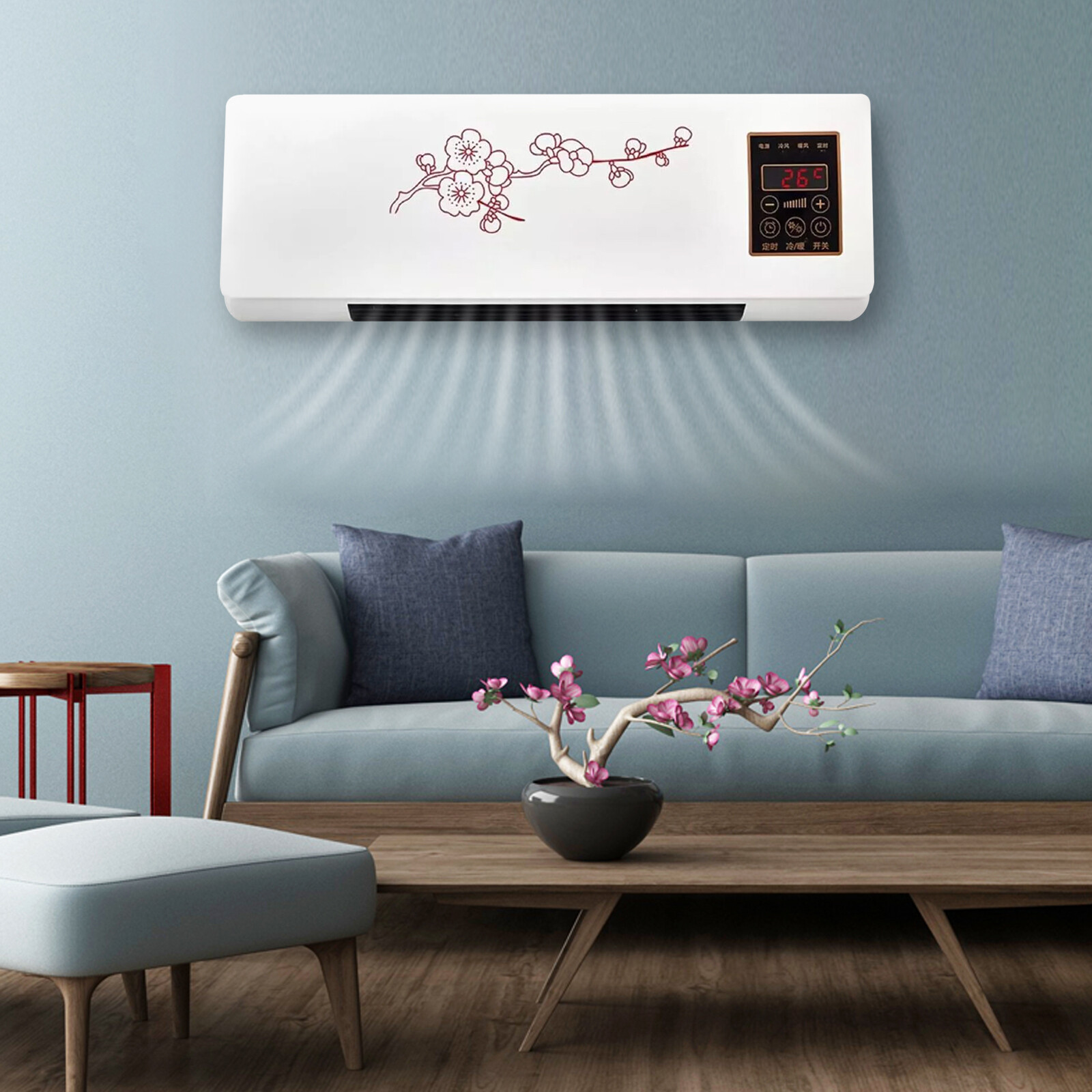 1800W 2IN1 Portable Wall Mounted Small Fan Heater Indoor