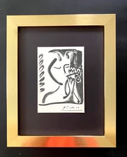 PABLO PICASSO + SIGNED SUPERB 1961 SATYR PRINT +MOUNTED AND FRAMED