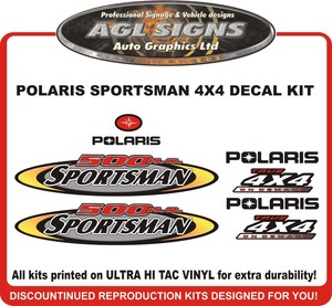 02 Polaris Sportsman 500 H O 4x4 Decal Kit Reproductions Ebay