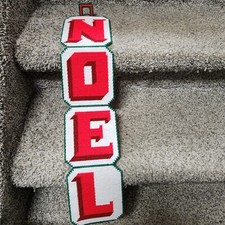 Vintage NOEL Plastuc Canvas Needlepoint Christmas Decoration 25"