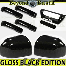 2015-2017 Ford F150 GLOSS BLACK 4 Door Handle COVERS+Mirrors+Tailgate Cam&Sensor