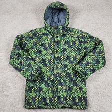 Columbia Waterproof Jacket Kids XL Green Pixelated Winter Ski Puffer Insulated