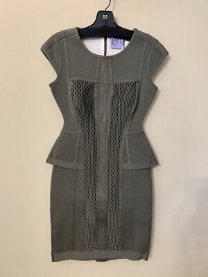 herve leger olive green dress HERVE LEGER KATRIN RING-EMBELLISHED JACQUARD-KNIT BANDAGE DRESS BLACK –  Miami Lux Boutique main image 0
