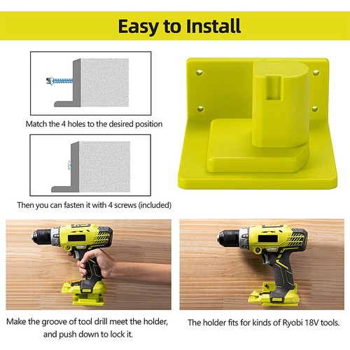 5Pcs/lot Tool Holder Mount Wall Mount Bracket With Screw For Ryobi One+ 18V - Picture 12 of 12