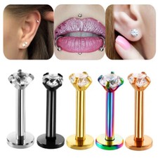 Edelstahl Stud Labret Bars Tragus Helix Lobe Piercing Lippe Ohrring Schmuck