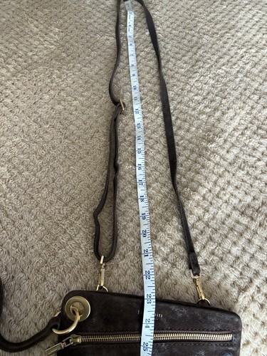 Hammitt Los Angeles Brown Suede Crossbody Clutch Wristlet Purse Brown Small - Picture 13 of 14