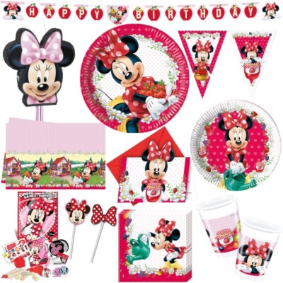 Minnie Mouse Party-Set 37-teilig - Teller, Becher, Servietten & Tischdecke Für 8 Kinder