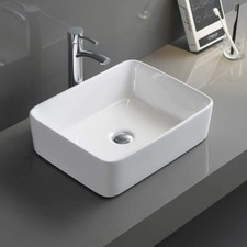 White Bathroom Hand Wash Sink Basin Counter Top Ceramic Rectangular 400mmx300mm